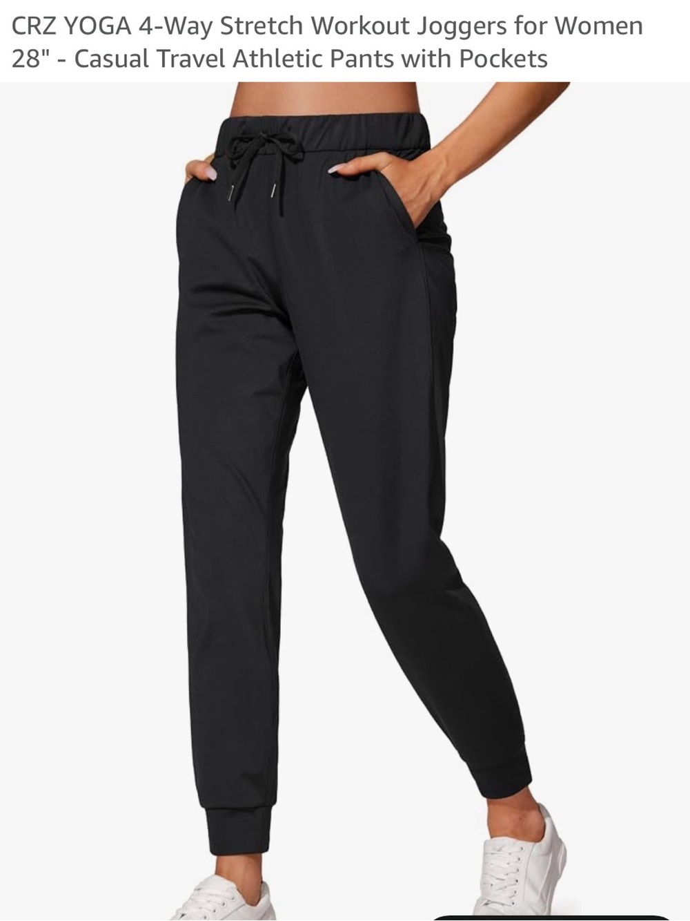 2 Pairs of CRZ YOGA Woven Slim Fit 4-Way Stretch Jogger Pants - black and navy